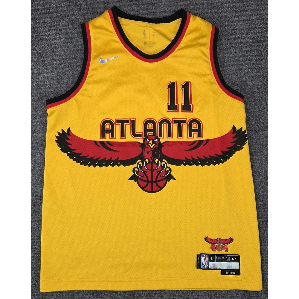 Atlanta Hawks Trae Young Nike Dri Fit Jersey Mens Large Yellow City Edition